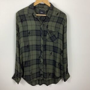 Rails Hunter Olive Jet Lighting Plaid Shirt Size Medium
